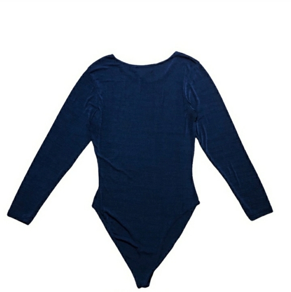 SARAH RICHARDS Navy Sheer Knit Bodysuit Size LargeV.   EUC! - Picture 4 of 6